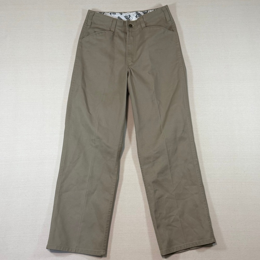 Vintage Ben Davis Khaki Work Pants Mens 29x28 Tan Twill Gorilla Logo Wide Leg